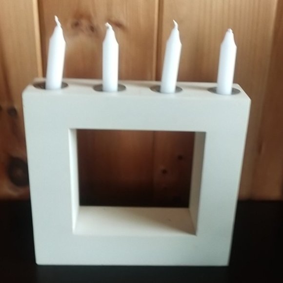 IKEA modern white block candle holder square candleabra minimalist decor square - Picture 1 of 6